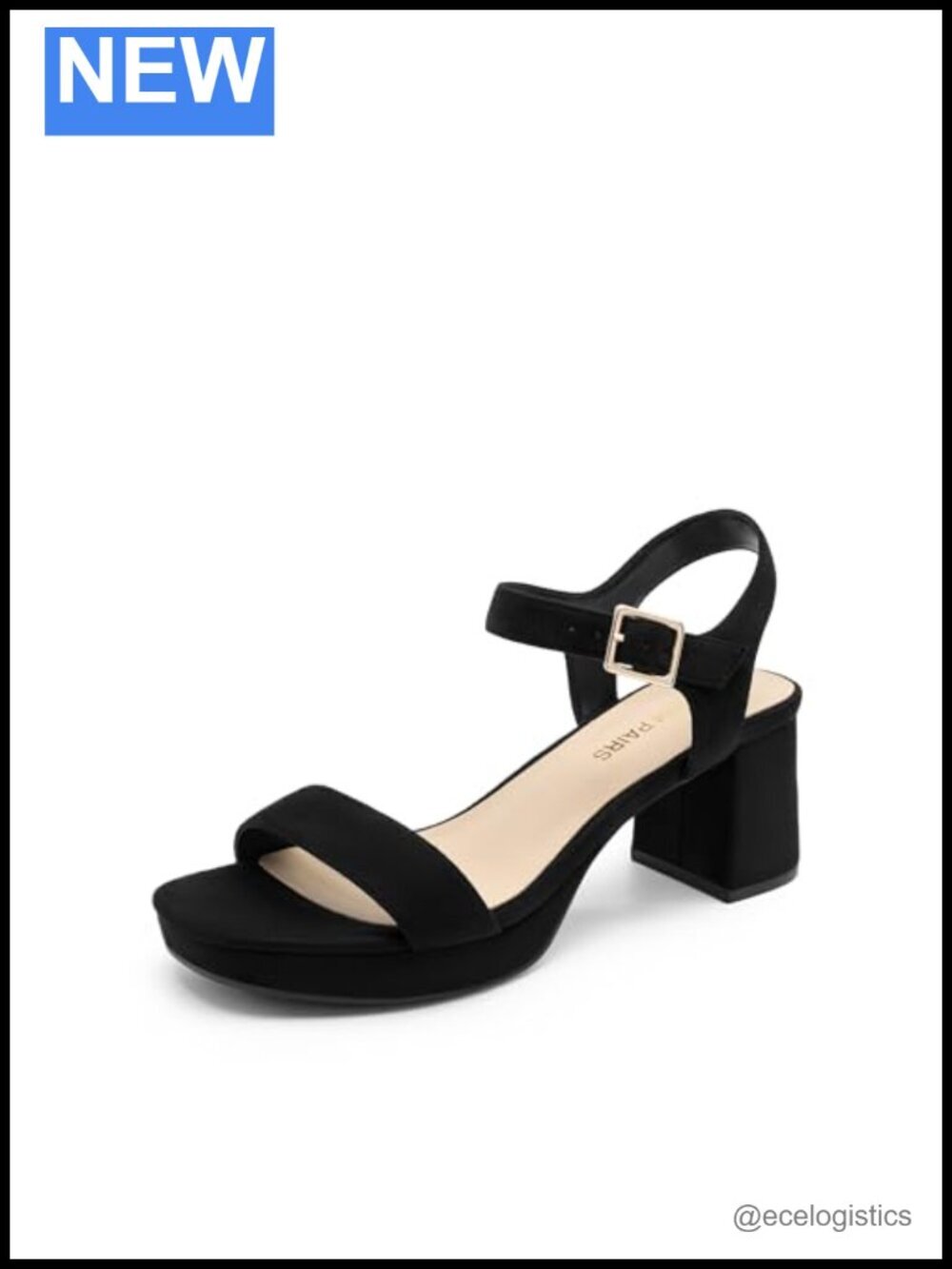 2.56-inch Block Heel Platform Square Toe Ankle Strap Sandals